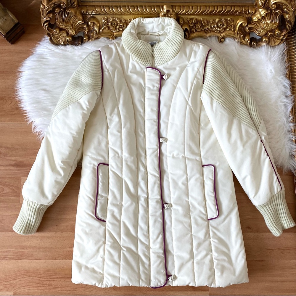 Vintage ski knit puffer jacket